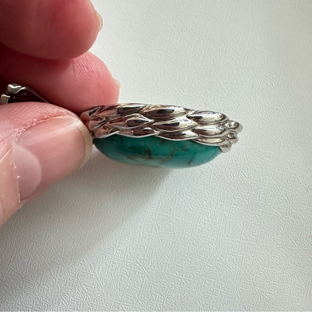 Silver and Turquoise Western Style Pendant - Picture 6 of 7